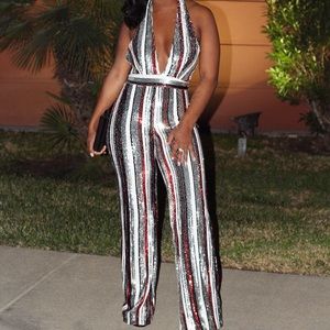 Multi color sequin jumpsuit